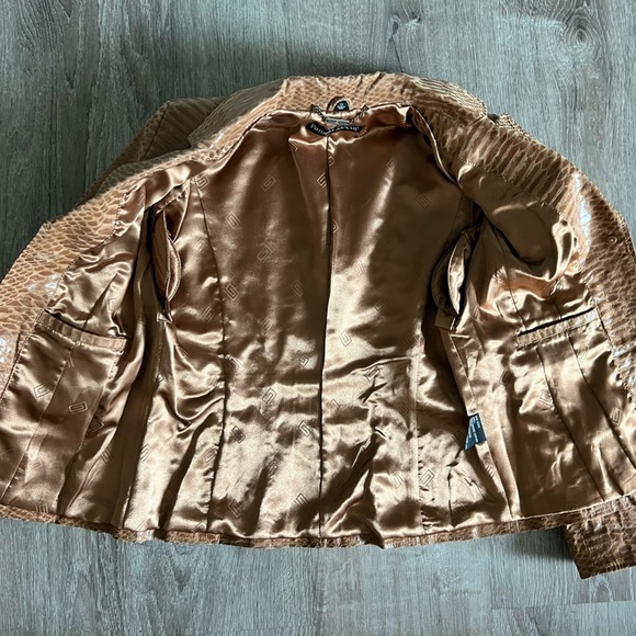 Pamela McCoy Vintage Leather Snakeskin Jacket Women’s Size XS snap out underarm - Picture 6 of 9